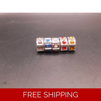 Rhinestone Charm Beads for Bracelet * 5 x Colours